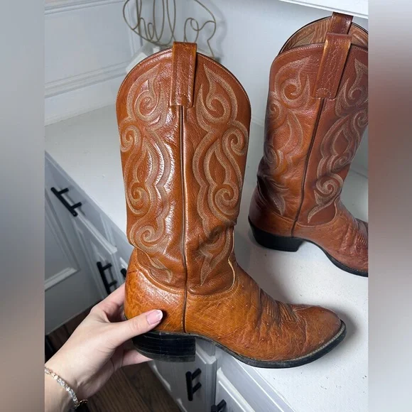 Vintage Tony Lama Western Boots Brown Leather | Men’s 8D Women’s 9–9.5 - Picture 5 of 8